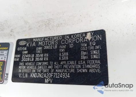 2015 Kia Soul from USA, damaged, VIN KNDJN2A20F7124934